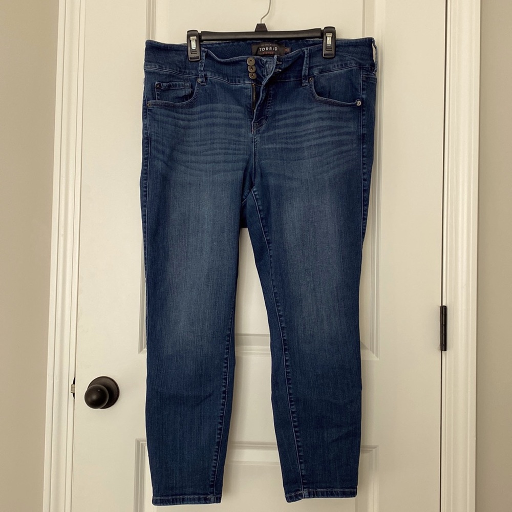 Torrid premium woman’s three button skinny jeans.